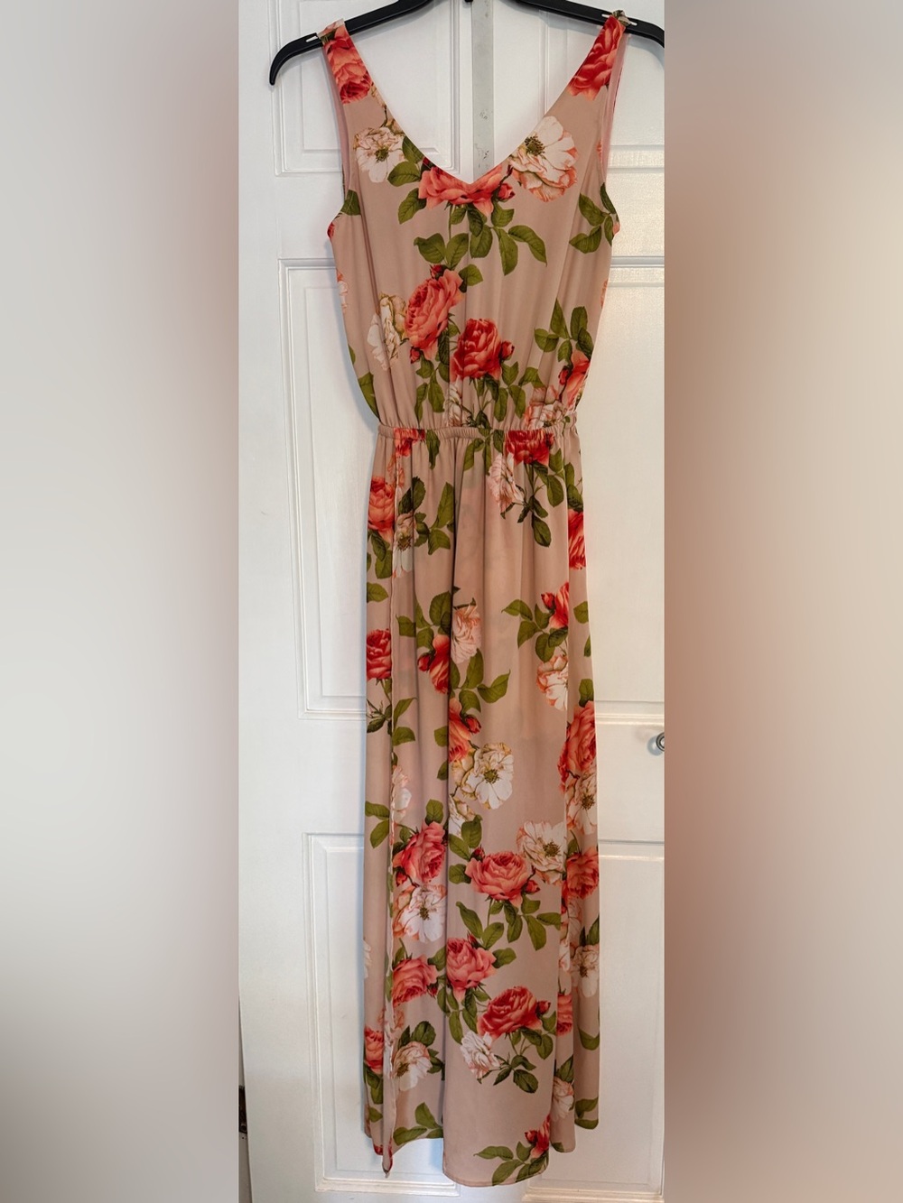 Show Me Your MuMu Pink Floral Maxi Dress with Green Leaves